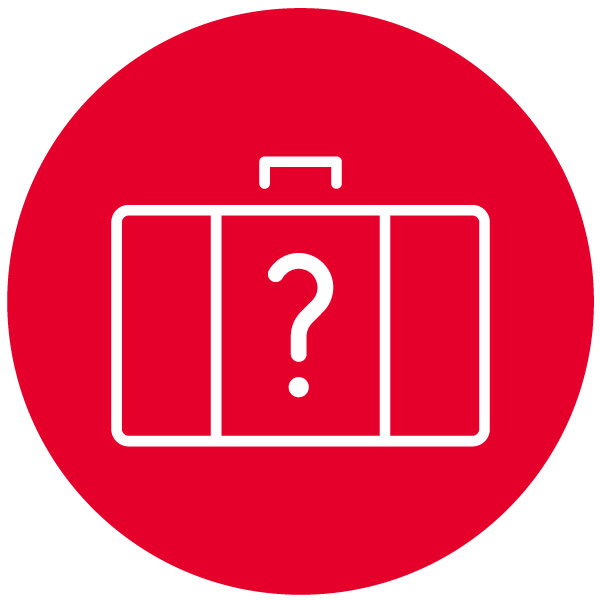 Question mark on a suitcase