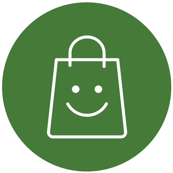 Bolsa de la compra con una sonrisa