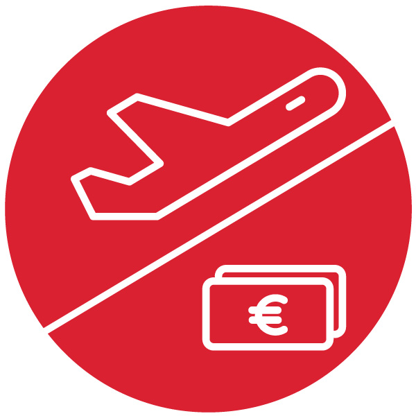 Icono de avión y billete de euro