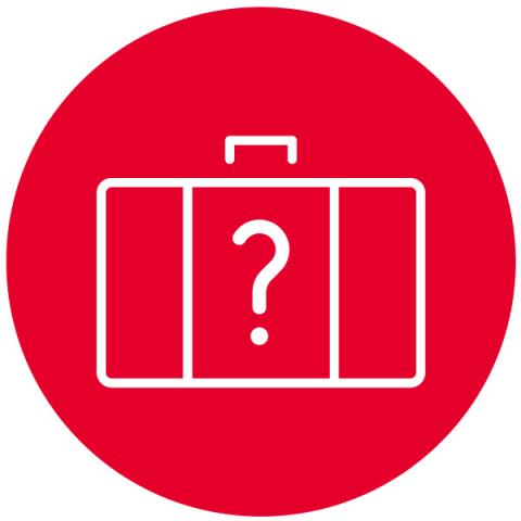 Suitcase with question mark