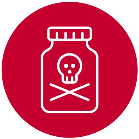 Bottle identified with a skull