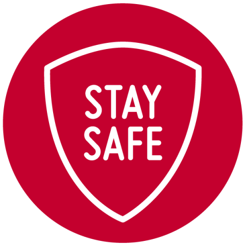 Image of a shield with the words “Stay Safe”