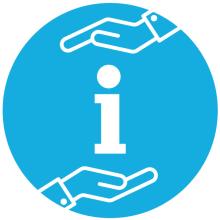 Letra i como símbolo de información protegida por dos manos