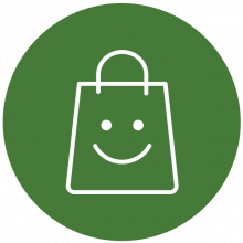 Bolsa de la compra con una sonrisa