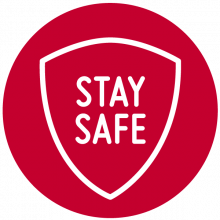 Imagen de escudo donde se puede leer: Stay Safe