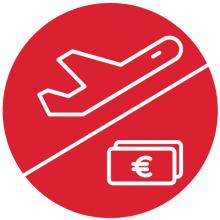 Icono de avión y billete de euro