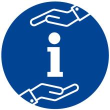 Símbolo de información arropado por dos manos